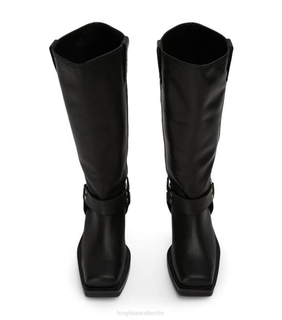 Kampfstiefel| de Tony Bianco Frauen Biker-Kalbsstiefel schwarzes Wachs 4624561